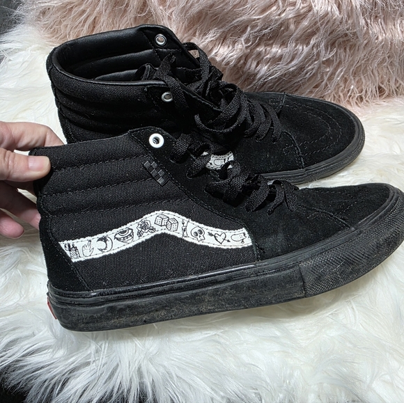 Vans Black Skate SK8 Hi Doodle Shoes - Picture 3 of 7